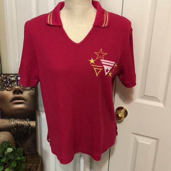 Vintage 80’s Pink And Gold Shirt with Collar - Picture 2 of 10